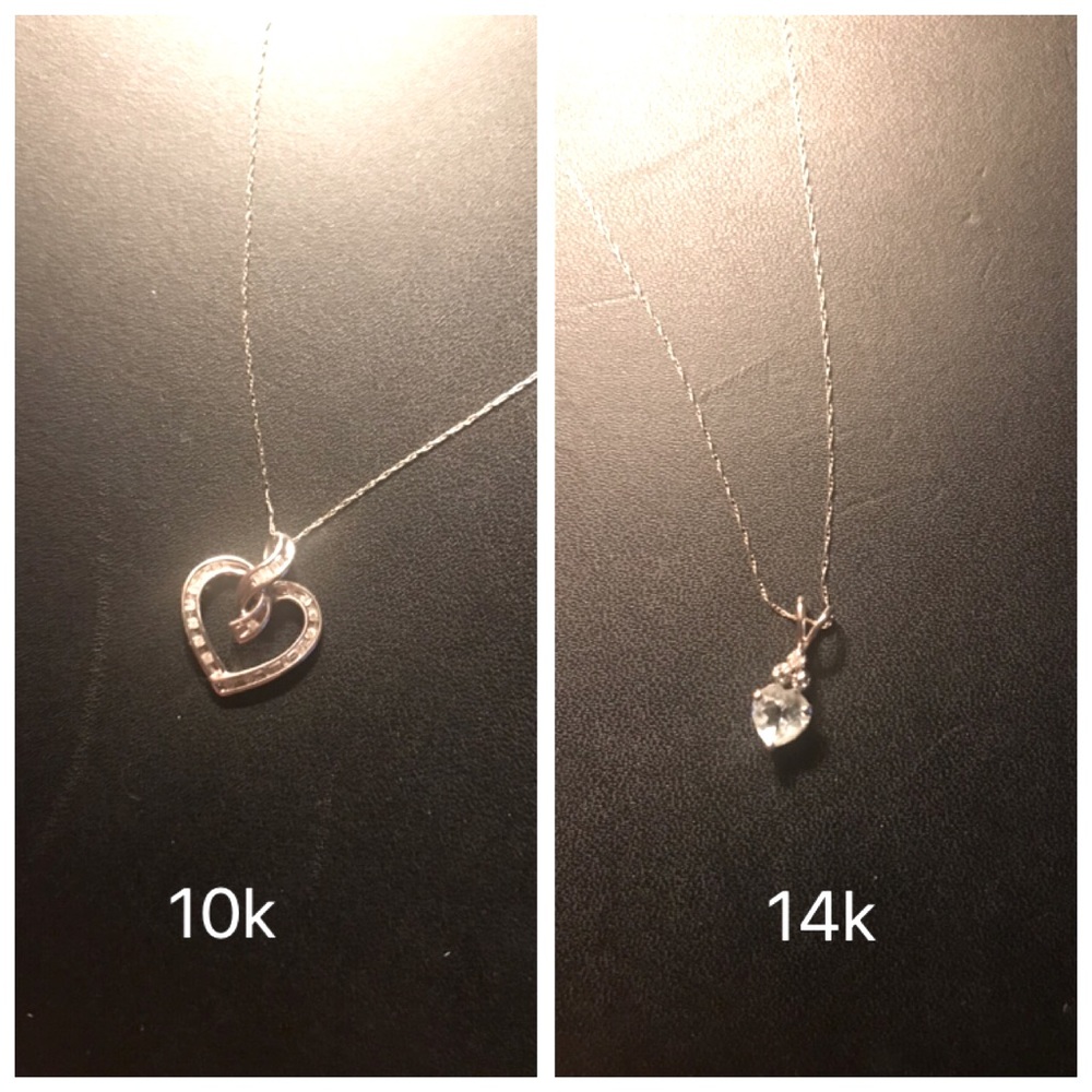 White gold necklaces with heart pendants